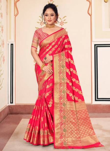 Pink Colour SANGAM JUHI SILK Fancy Designer Festive Wear Banarasi Silk Saree Collection 1107